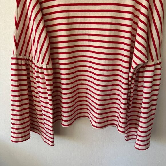 J.Crew Striped Sweater Womens XL Red White Flare Sleeves Boatneck Holiday - Picture 9 of 10
